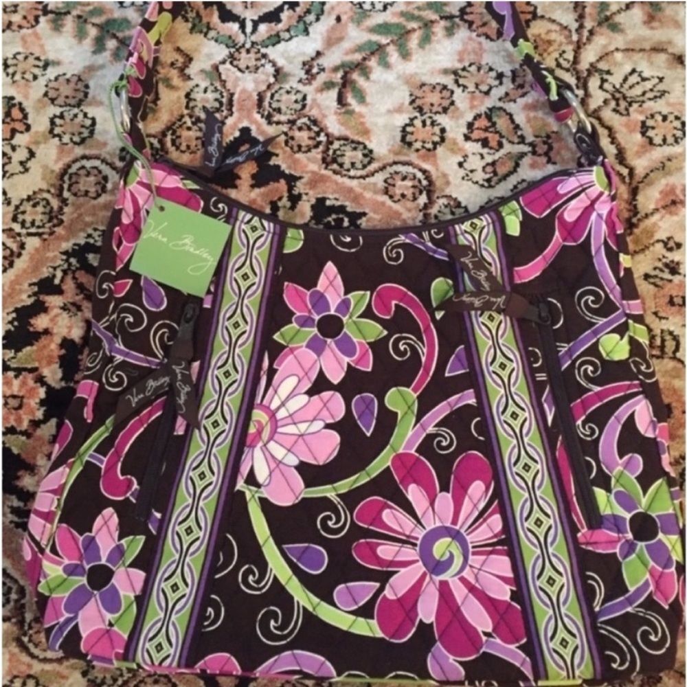 Vera Bradley Lisa B Purple Punch Quilted Cotton Handbag RETIRED - Picture 3 of 6